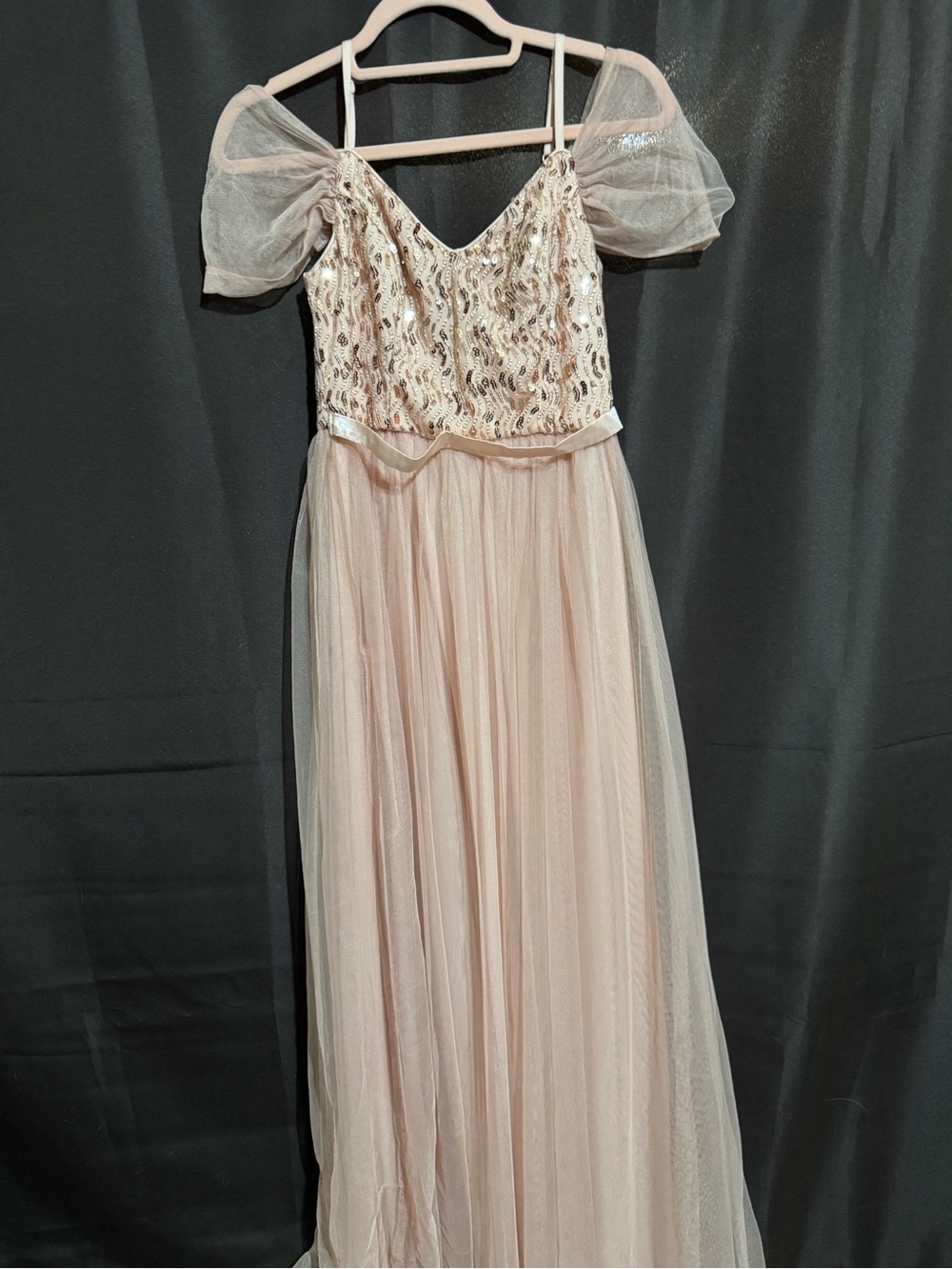 Ever Pretty Blush Sequin Party Dress with Gold Sequins